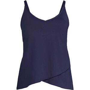Land’s End Plus Standard size tulip hem adjust straps soft cup tankini navy Var